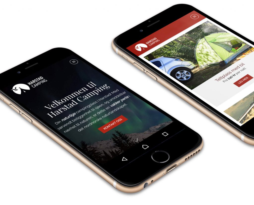 Harstad camping webside på iPhone